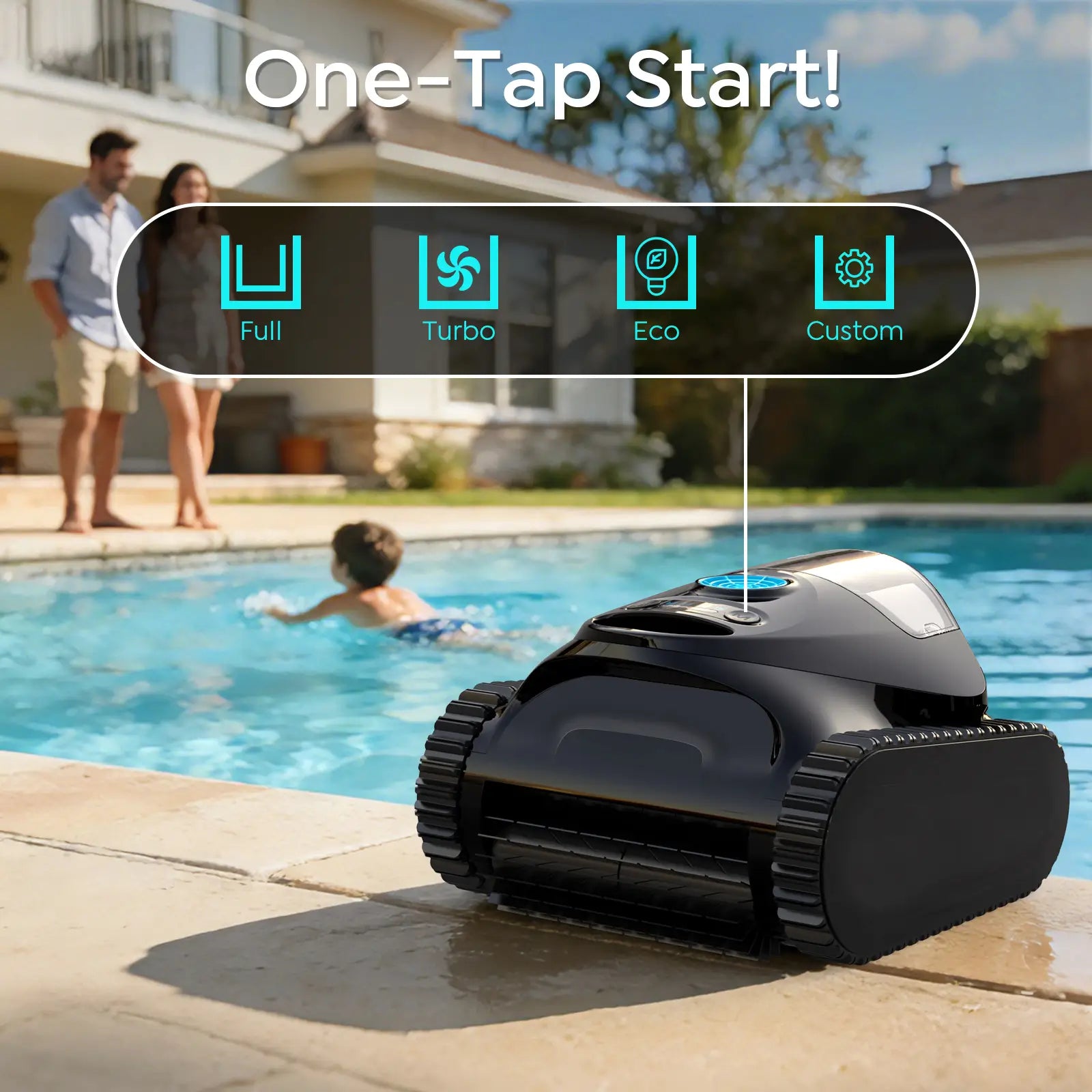 Cordless Robotic Pool Cleaner, Wall & Waterline Cleaning, 150Min,Strong Suction, Triple-Motor, Multi Cleaning Modes, Ideal for Inground Pools, Efficient C1 Pool Vacuum Robot,Frosted Black Blue