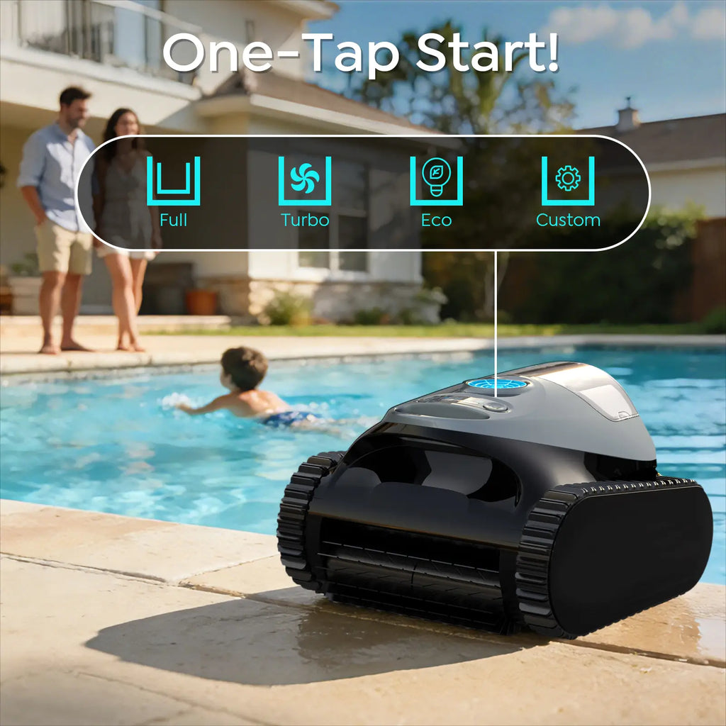 Cordless Robotic Pool Cleaner, Wall & Waterline Cleaning, 150Min,Strong Suction, Triple-Motor, Multi Cleaning Modes, Ideal for Inground Pools, Efficient C1 Pool Vacuum Robot,Frosted Gray Blue