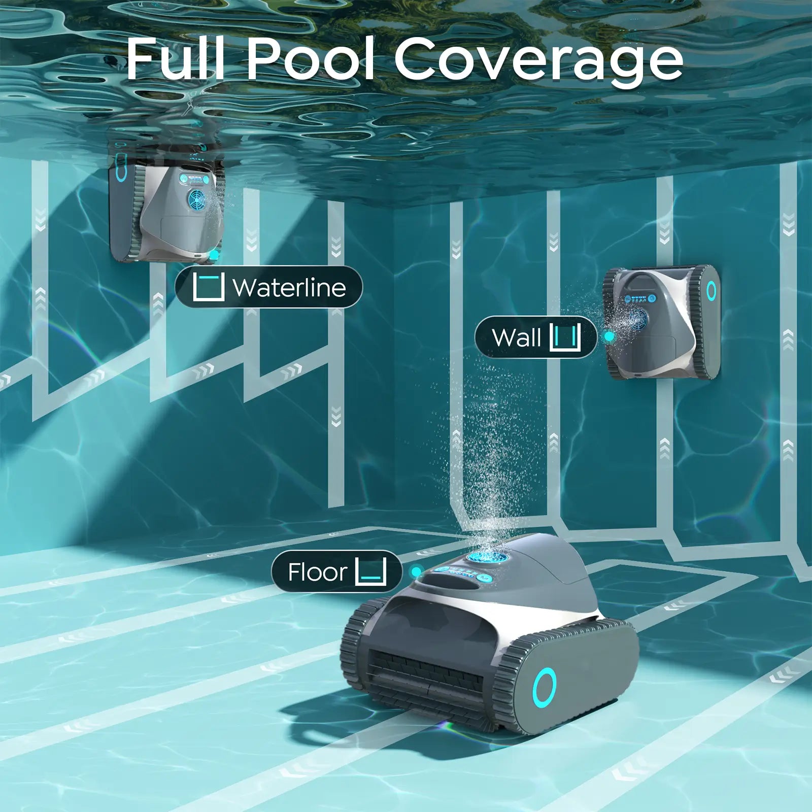 Pool Cleaner Robot with 150 Mins, Multi Cleaning Modes, Wall Climbing, Waterline Scrubbing, 2.5H Fast Charging, Tripe-Motor Strong Suction, C1 Pool Vacuum for Inground Pools, Onyx & Pearl