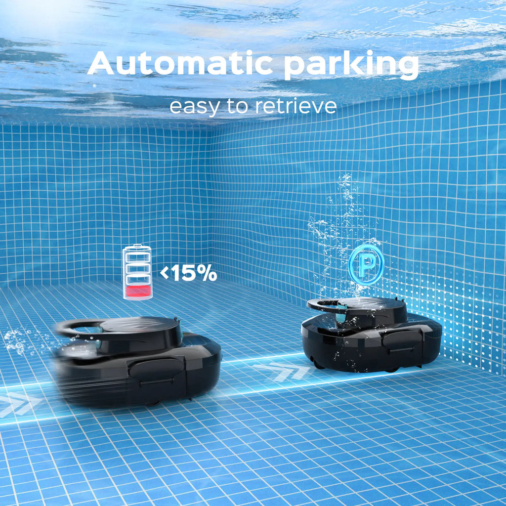 S1 Pro Automatic Pool Cleaner for Above Ground Swimming Pools, Dual-Motor ,Cordless Pool Robot with 120-Min Runtime, Large Debris Capacity, Fast Recharge and Self-Parking Function(Mirror Black)