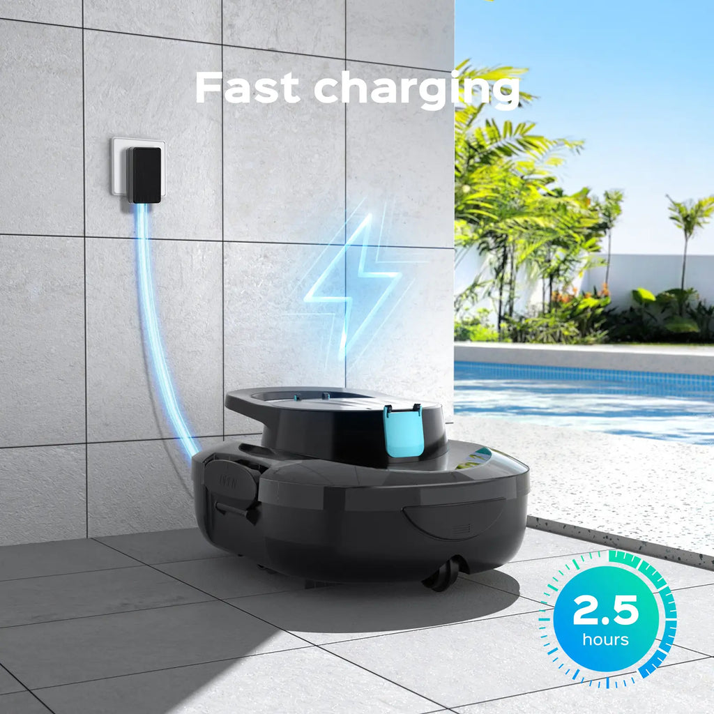 S1 Pro Automatic Pool Cleaner for Above Ground Swimming Pools, Dual-Motor ,Cordless Pool Robot with 120-Min Runtime, Large Debris Capacity, Fast Recharge and Self-Parking Function(Mirror Black)