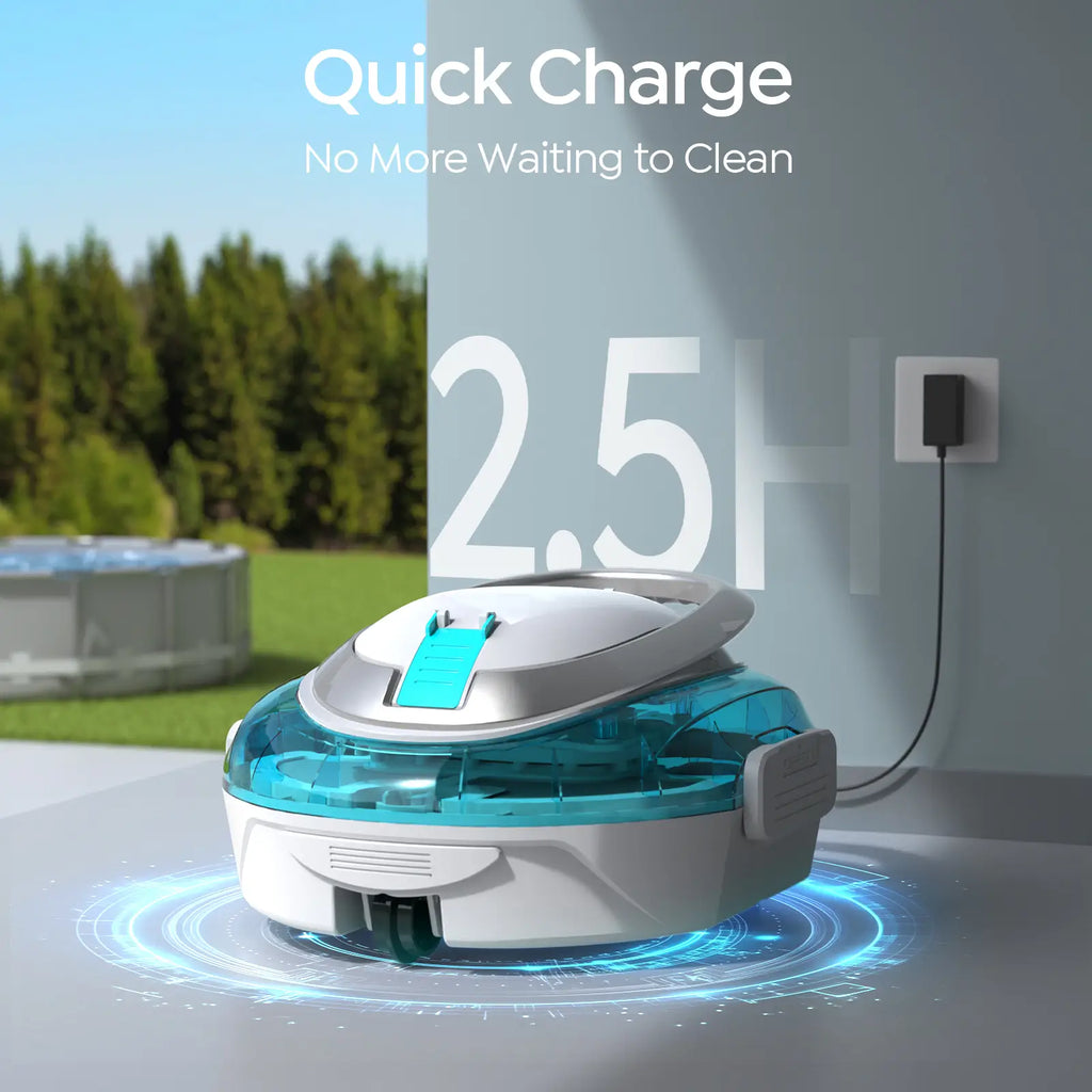 S2 Cordless Robotic Pool Cleaner for Above Ground Pools, Cordless Pool Vacuum, Dual-Layer Filtration, 90-Min Cleaning Cycle, Small-Medium Pool Coverage, Self-Parking (Sky Blue)
