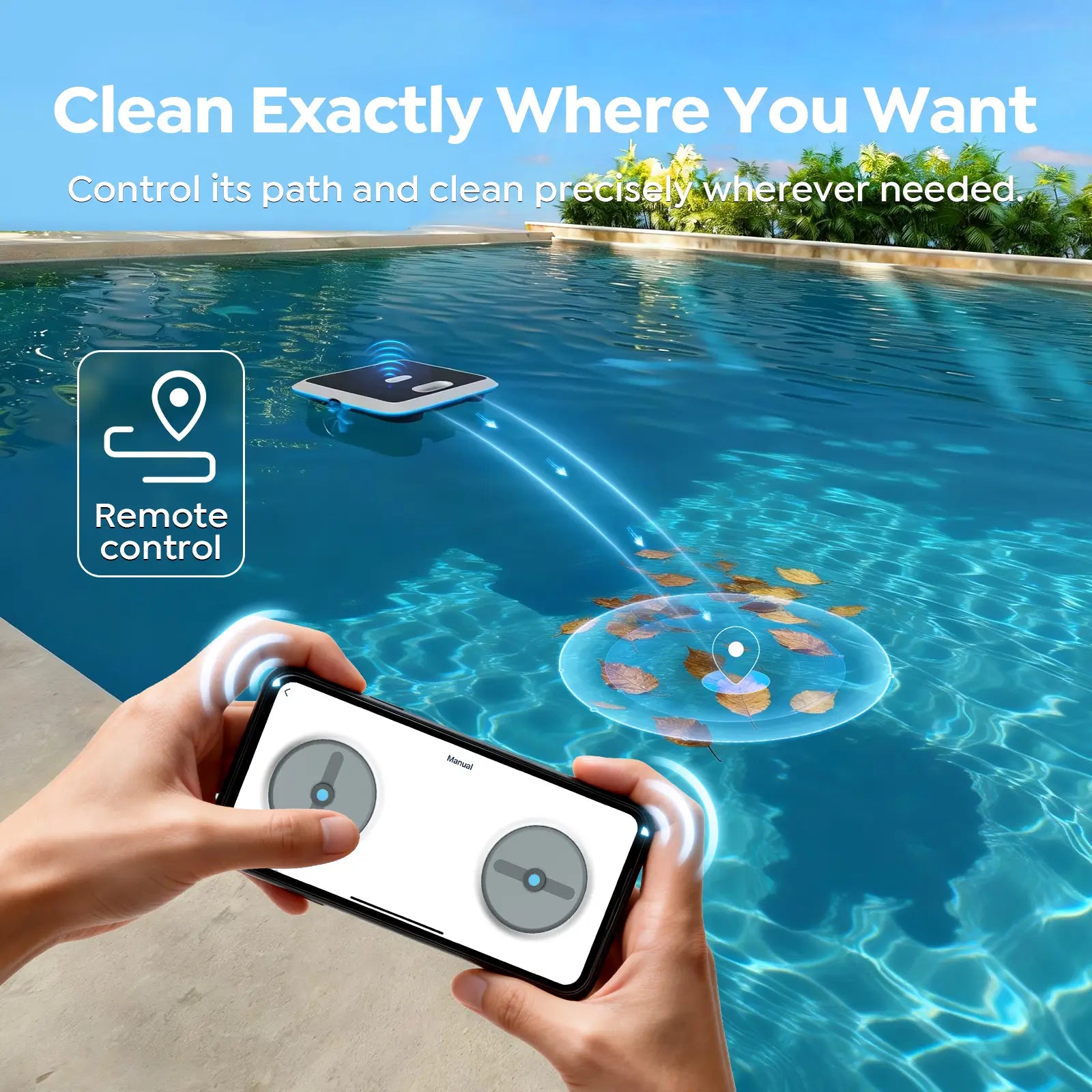 Pleco SK02 Solar Powered Robotic Pool Skimmer, Obsidian Ivory | APP Support, 24/7 Cleaning,Dual Charging Modes,Upgraded Large Capacity, Smart Obstacle Avoidance, Ideal for All Pool Surfaces