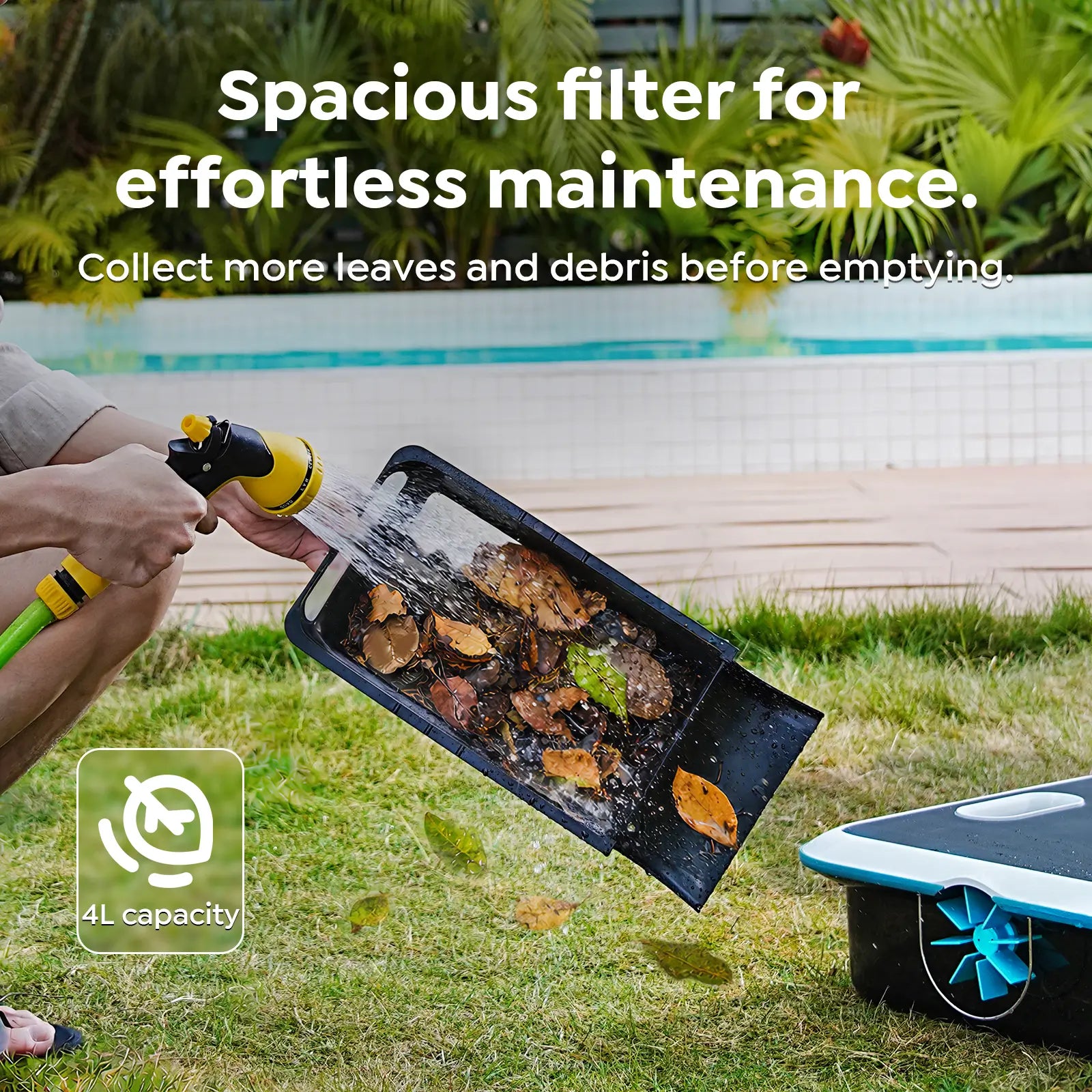Pleco SK02 Solar Powered Robotic Pool Skimmer, Obsidian Ivory | APP Support, 24/7 Cleaning,Dual Charging Modes,Upgraded Large Capacity, Smart Obstacle Avoidance, Ideal for All Pool Surfaces