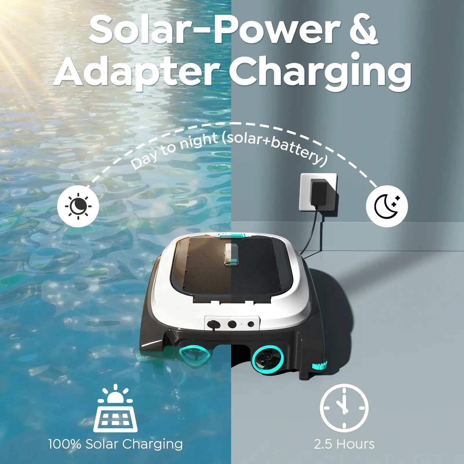 [2026 NEW] Pleco SK01 Solar Pool Skimmer Robot with APP, Obsidian & Ivory | Auto Surface Cleaning, 24/7 Cleaning, Dual Charging Modes, Obstacle Avoidance, Large Filter, Ideal for Most Pool Surfaces