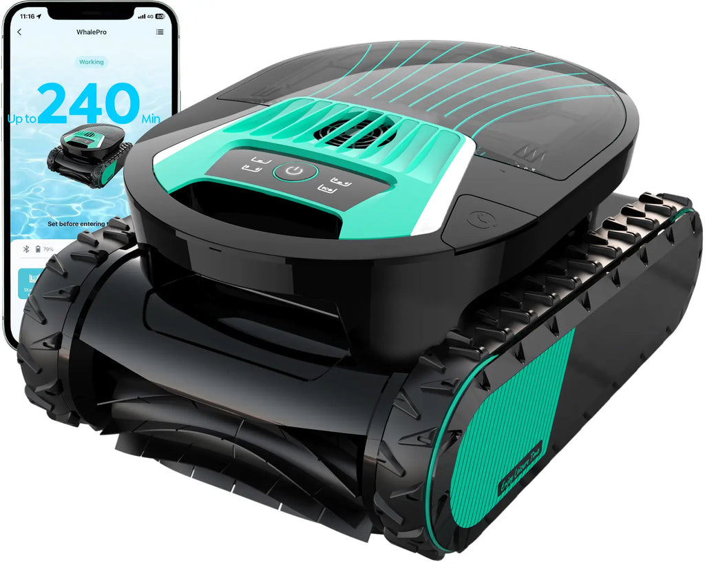 Pleco Pro Cordless Pool Cleaner Robot with 210Min Runtime, Smart AI Navigation, App Control, Strong Wall Climbing, Waterline Cleaning,Dual-Layer Filtration,for In-Ground Pools up to 220㎡,PrussianBlue