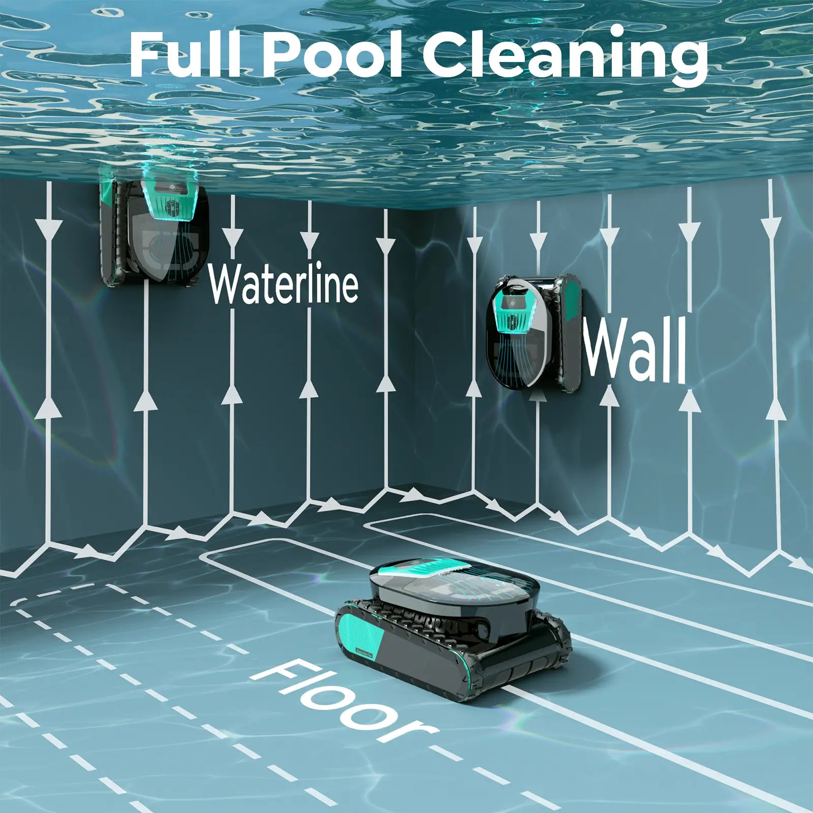 Pleco Pro Cordless Pool Cleaner Robot with 210Min Runtime, Smart AI Navigation, App Control, Strong Wall Climbing, Waterline Cleaning,Dual-Layer Filtration,for In-Ground Pools up to 220㎡,PrussianBlue