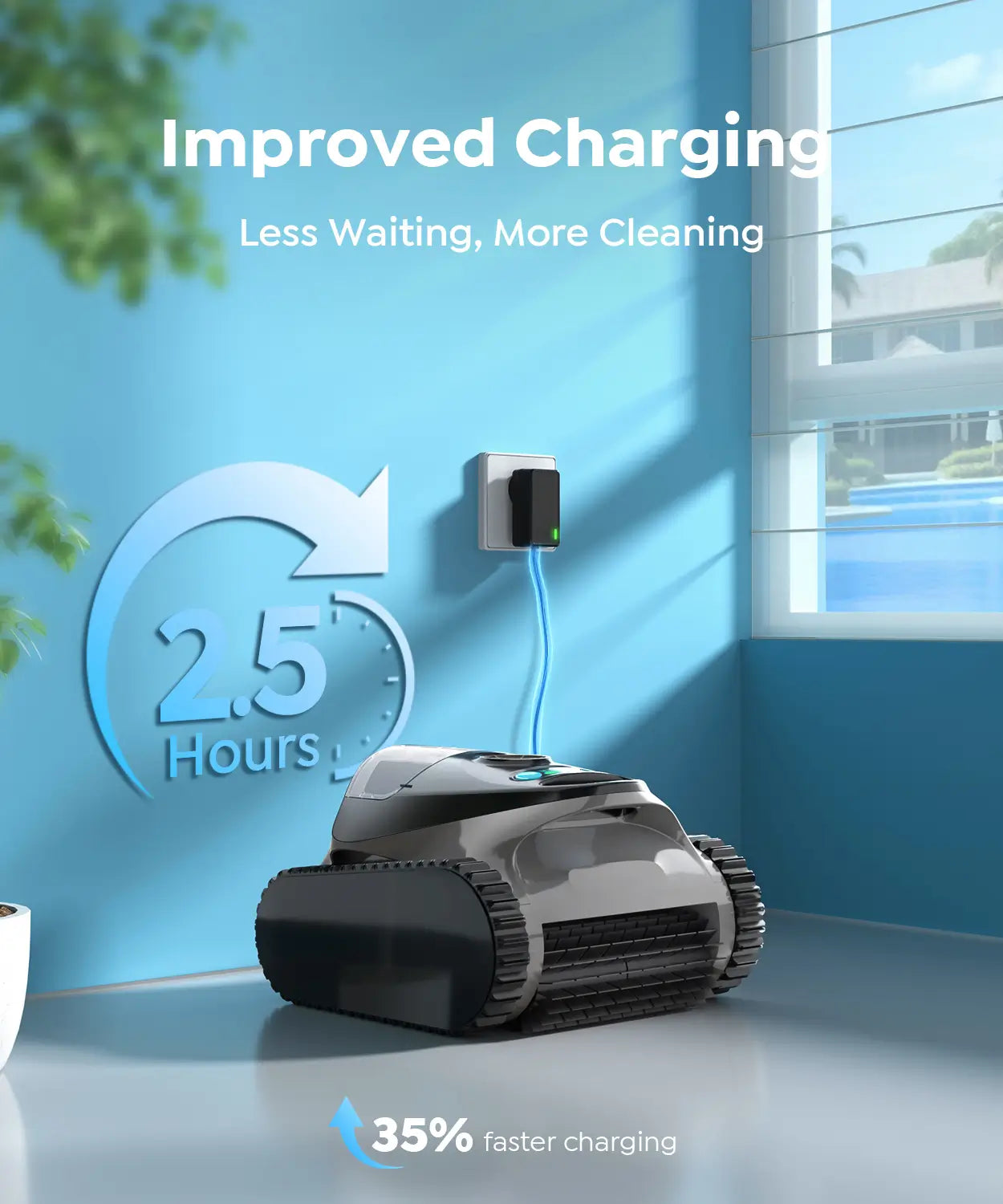 C1 Cordless Pool Cleaner Robot with 180 Mins, Powerful Triple-Motor Suction, Wall & Waterline Deep Cleaning, Smart Paths with APP, Dual-Layer Filtration, for Inground Pools (Deep Indigo)