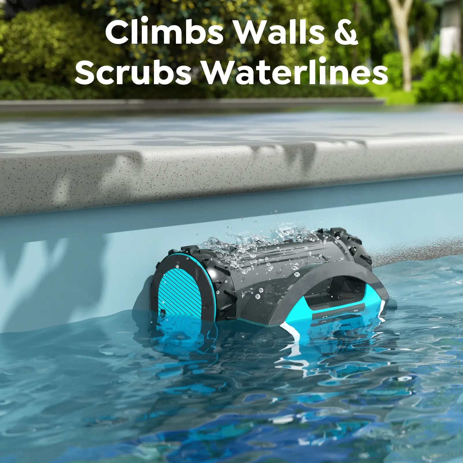 Pleco Pro Cordless Pool Cleaner Robot with 210-Min Runtime, Smart AI Navigation, App Control, Strong Wall Climbing, Waterline Cleaning, Dual-Layer Filtration, for In-Ground Pools up to 220㎡, Charcoal