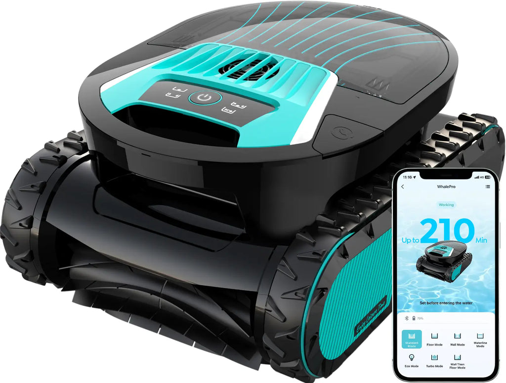 Pleco Pro Cordless Pool Cleaner Robot with 210-Min Runtime, Smart AI Navigation, App Control, Strong Wall Climbing, Waterline Cleaning, Dual-Layer Filtration, for In-Ground Pools up to 220㎡, Indigo