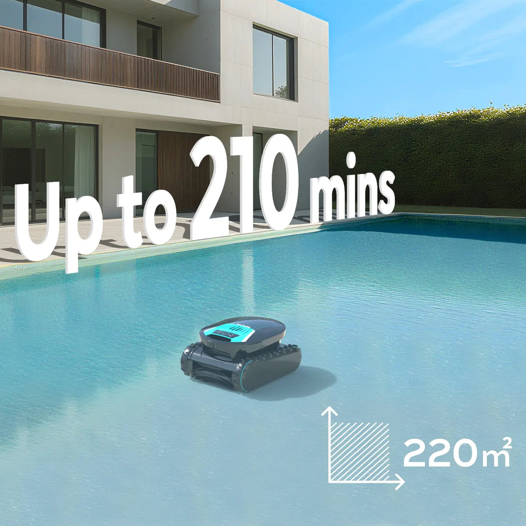 Pleco Pro Cordless Pool Cleaner Robot with 210-Min Runtime, Smart AI Navigation, App Control, Strong Wall Climbing, Waterline Cleaning, Dual-Layer Filtration, for In-Ground Pools up to 220㎡, Indigo