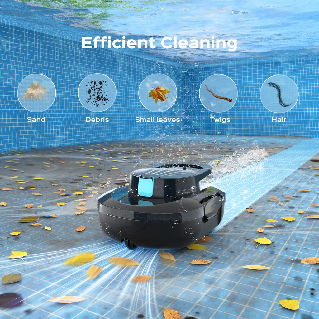 S1 PRO Cordless Pool Vacuum Robot, Pool Cleaner with 130-Min Runtime, Fast Charging, Pool Vacuum for Above-Ground & Flat In-Ground Pools up to 110㎡, Strong Suction Power, Advanced Motor, Onyx