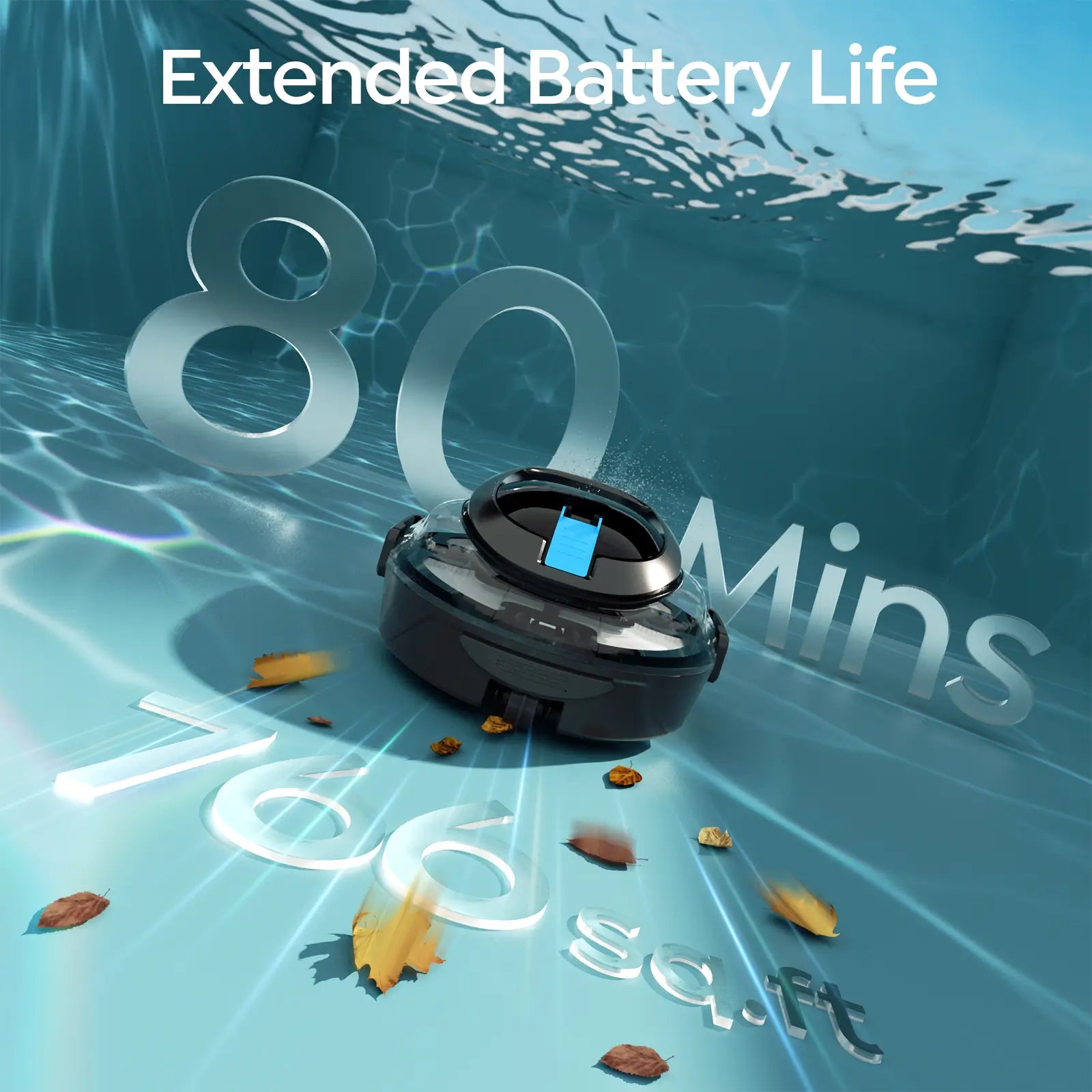S2 Pool Vacuum Robot for Above Ground Pools, Cordless Operation, 80-Min Runtime, Coverage up to 766 sq ft, Efficient Cleaning Performance, Self-Parking and Easy Maintenance (Jet Black)