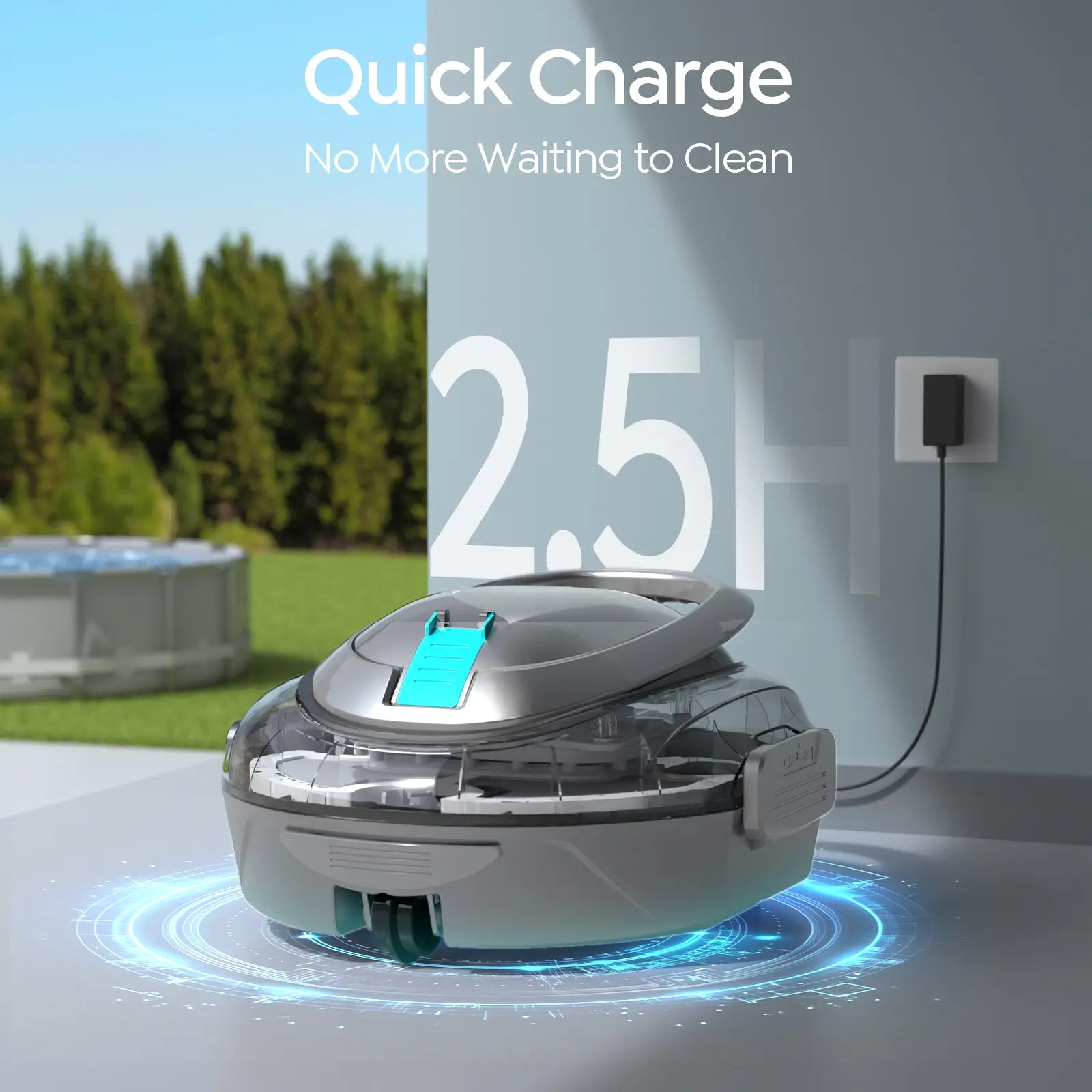 S2 Cordless Pool Vacuum Robot with Strong Suction Motor, Upgraded Filtration, Pool Vacuum for Above-Ground & Flat Pools, Automatic Parking, Anthracite