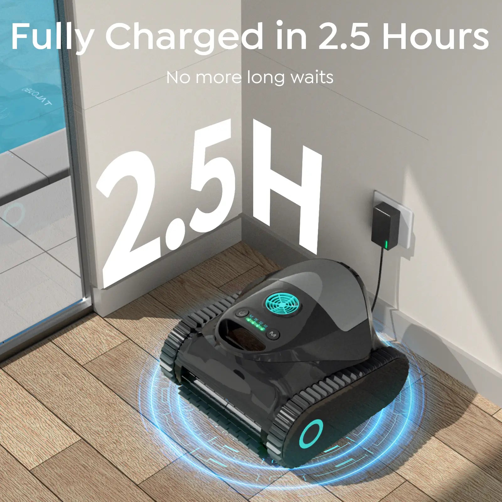 C1 Cordless Pool Cleaner Robot with Powerful Triple-Motor Suction, Wall & Waterline Deep Cleaning, Smart Paths with APP, Dual-Layer Filtration, for Inground Pools (Glossy Black)