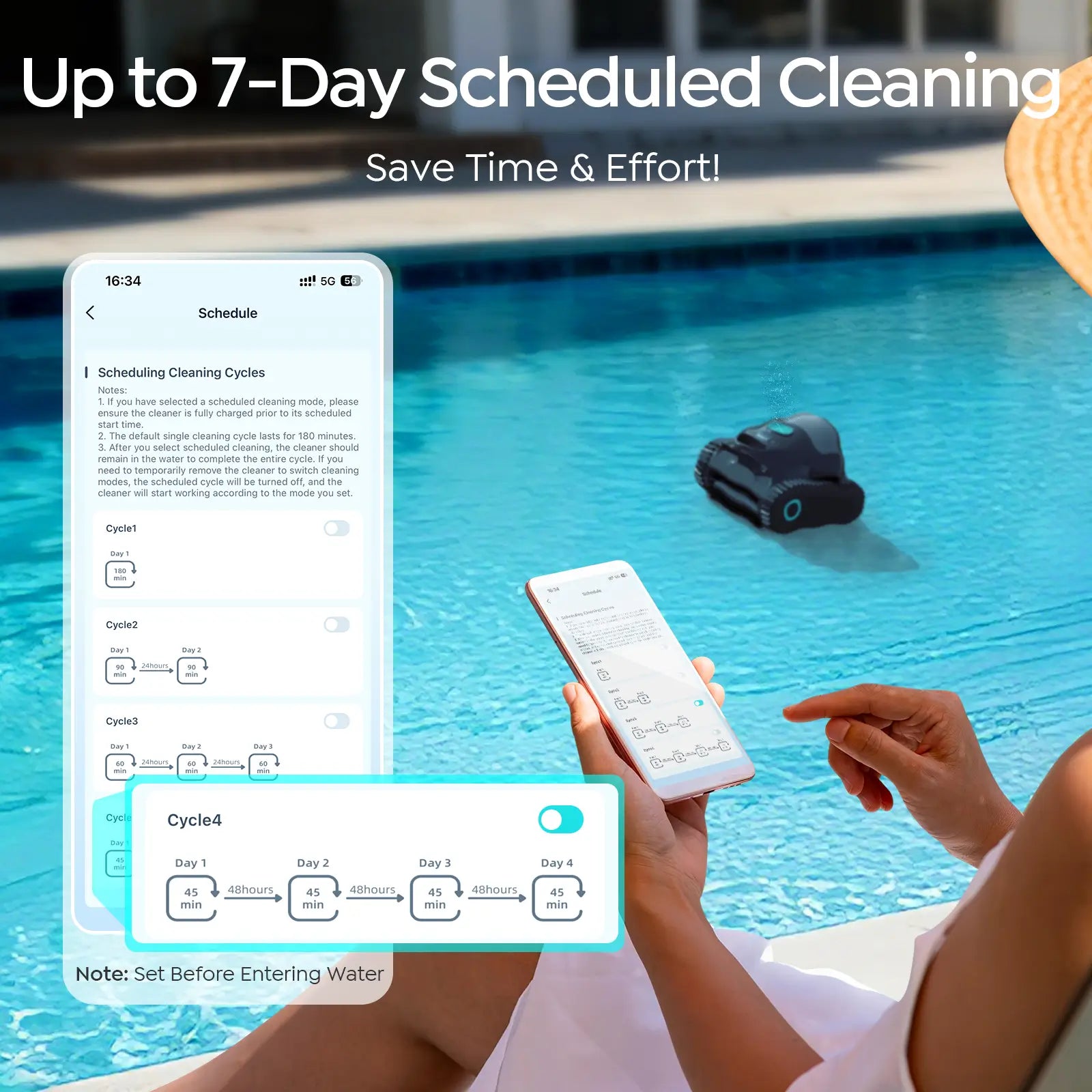 C1 Cordless Pool Cleaner Robot with Powerful Triple-Motor Suction, Wall & Waterline Deep Cleaning, Smart Paths with APP, Dual-Layer Filtration, for Inground Pools (Glossy Black)