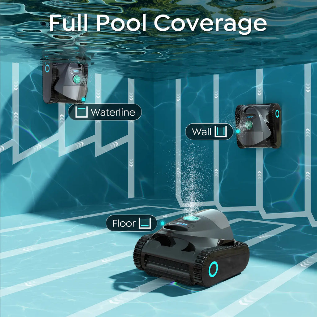C1 Cordless Pool Cleaner Robot with Powerful Triple-Motor Suction, Wall & Waterline Deep Cleaning, Smart Paths with APP, Dual-Layer Filtration, for Inground Pools (Glossy Black)